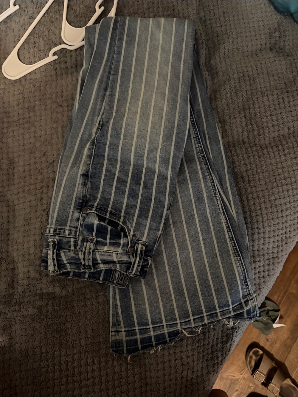 Women's Blue Pinstripe Boot Cut Jeans